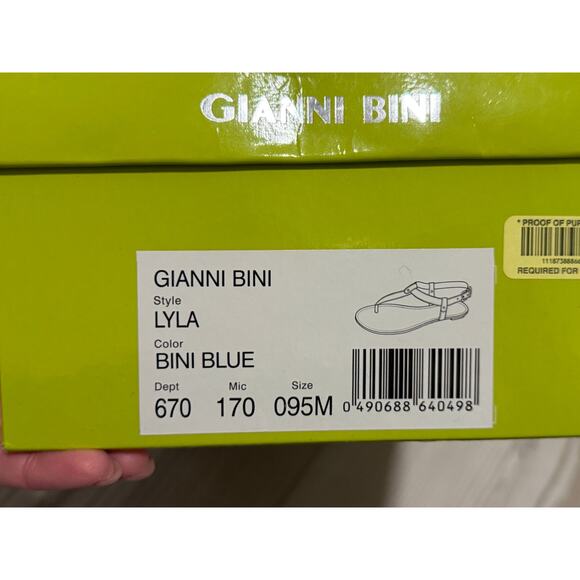 Gianni Bini Women's 9.5 Lyla Bini Blue Open Toe Buckle Closure T-Strap Sandals - Picture 7 of 7